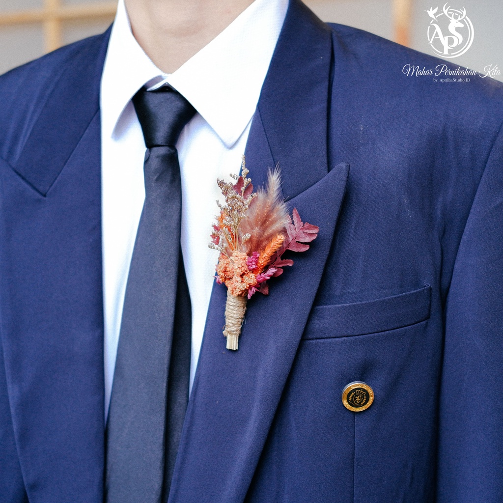 Wedding Corsage bunga pernikahan Dried flower Boutonniere Jas Bunga Pria Eksklusif