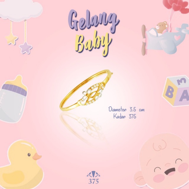 GELANG BAYI VARIASI BUNGA EMAS ASLI COCOK UNTUK KADO LAHIRAN
