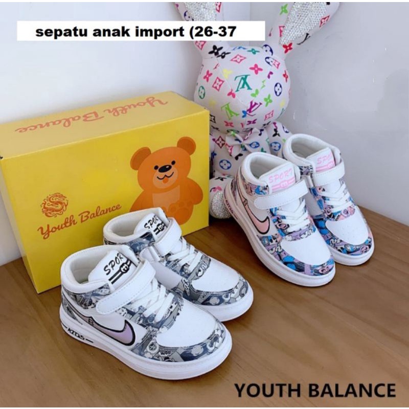 Sepatu Nike  Anak cewek Branded import 2525(size26-37) Sepatu  youth Balance