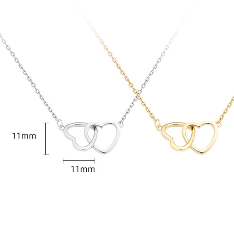 1 Pc Kalung Rantai Klavikula Bentuk Geometris Hati Cincin Ganda Untuk Hadiah Ulang Tahun Wanita