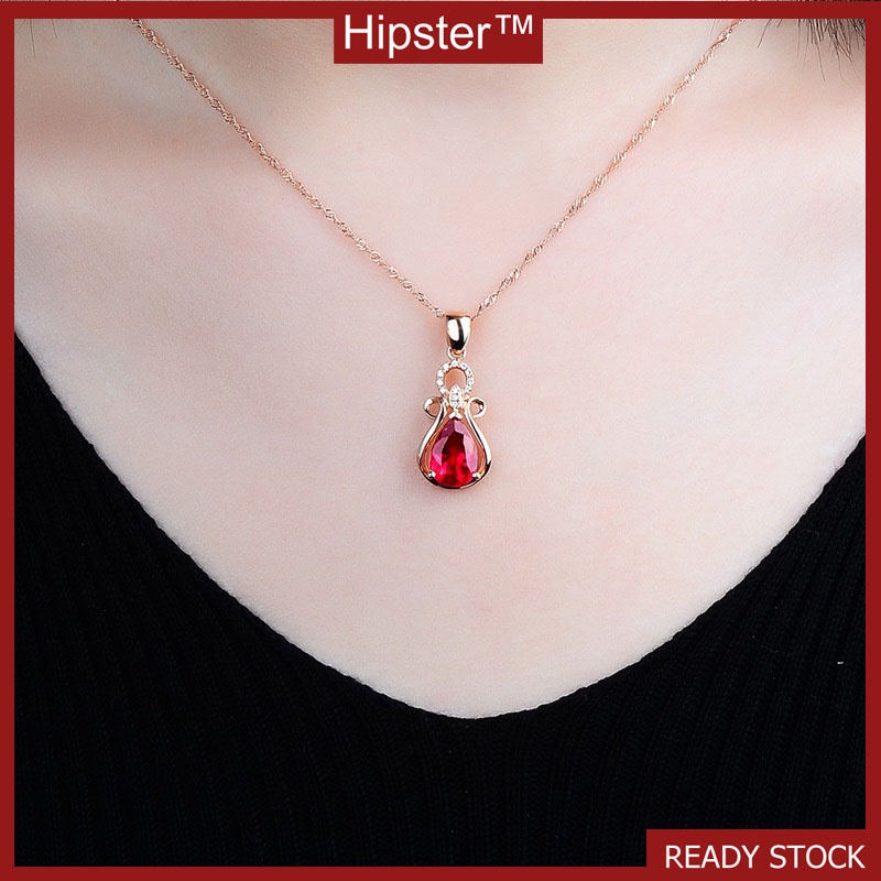 New Hot Sale Classic Rose Gold Moissanite Colored Gems Pendant Beautiful Retro Elegant Necklace