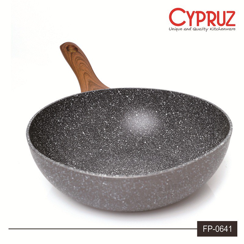 Frypan Cypruz Marble 24cm FP 0641 - Panci Wajan Induksi Cyprus FP-0641 Fry Wook Marble 24cm Induksi Bottom