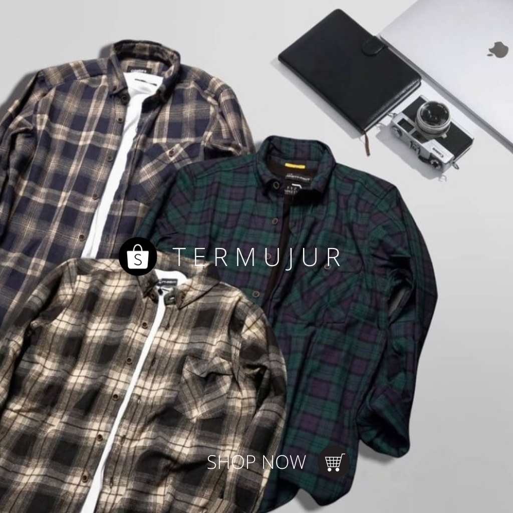 Baju Atasan Kemeja Laki Korea Pria Lengan Panjang Kotak2 Hem Kotak Kotak Kotak2 Cowok Panel Flanel K