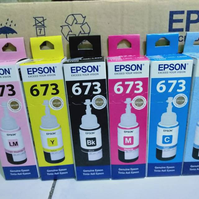 Tinta Epson 673 Full Set(6 warna) Original 70ml Series L800 L805 L850 L1800