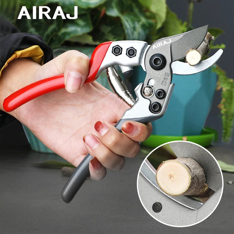 [TOSERBA_EMAK] - AIRAJ Gunting Taman Ranting Tumbuhan Bunga Bonsai Garden Pruning Shear Scissors 7 Inch - 1026 - Silver