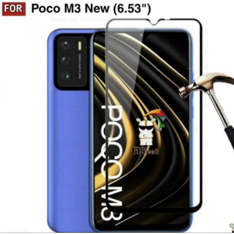 For Xiaomi Poco M3 New 2021 Tempered Glass Full Lem / Layar 9d Anti Gores Kaca