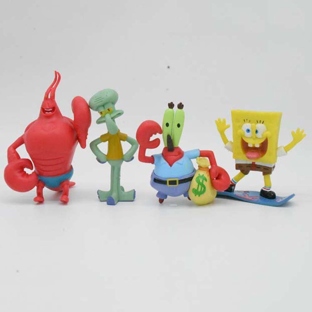 Lanfy Action Figurine Mainan Anak Lucu PVC Patrick Star Nanas Rumah Dekorasi Desktop Spons Squidward Model Anime SpongeBob