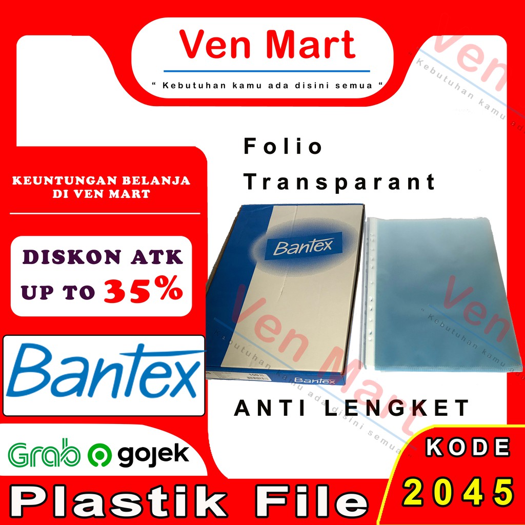 

PLASTIK FILE PP POCKET BANTEX UKURAN FOLIO KODE 2045 08 SATUAN ANTIGLARE