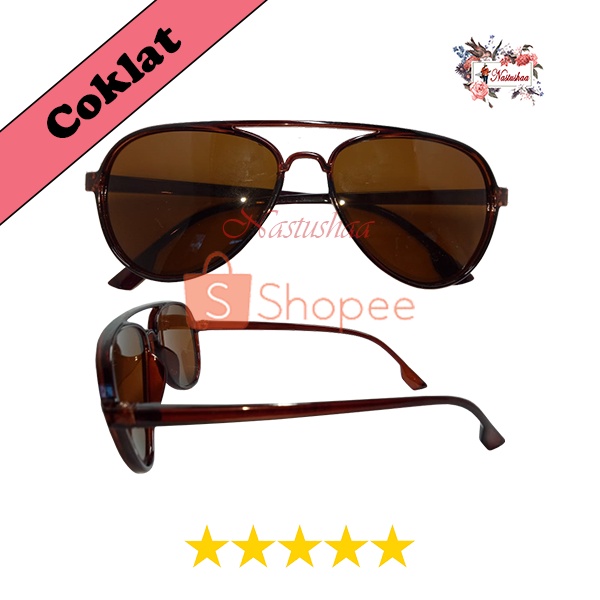 Kacamata Hitam Classic Retro Wanita Pria Frame Plastic Aviator Kaca Mata Sunglasses Fashion Gaya Unisex FREECASE