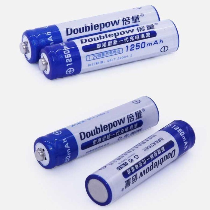 Batu Baterai Alkaline Rechargeable 2PCS AAA 1250mAh DOUBLEPOW