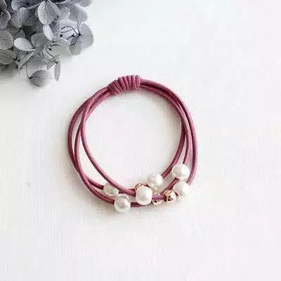 KARET IKAT RAMBUT MUTIARA 1966 WARNA WARNI KARAKTER KOREA JEPIT GULUNG KUCIR MURAH KUNCIRAN CANTIK-MAROON mutiara