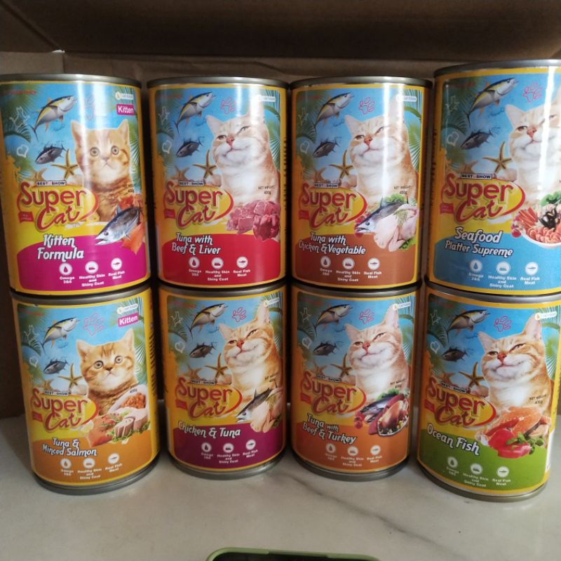 Super Cat 400gr / Cat Wet Food for Adult, Kitten and Baby Kitten / Makanan Kucing Kalengan / Tuna , Chicken, Salmon