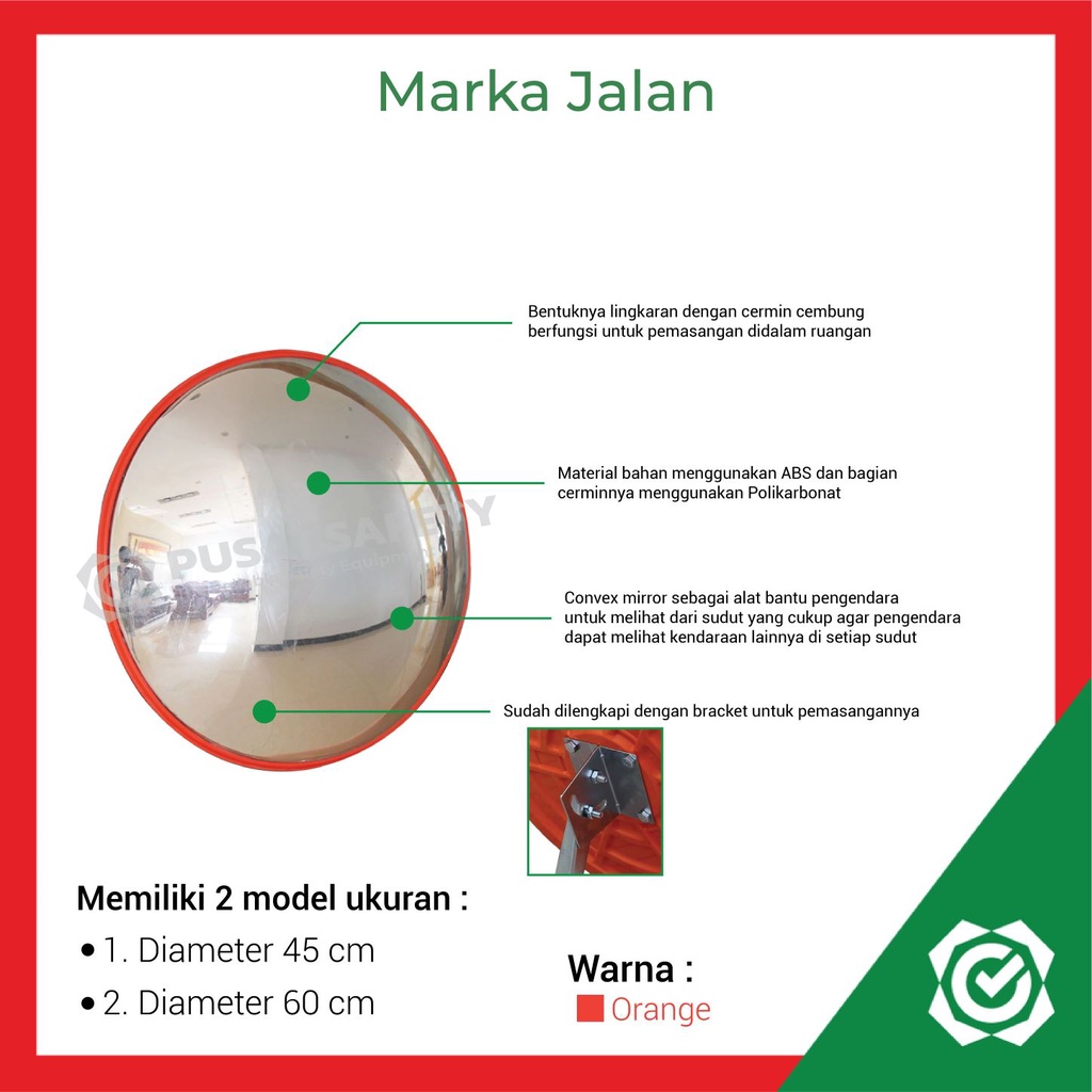 Convex Mirror Indoor 60cm Cermin Kaca Tikungan Cembung Safety