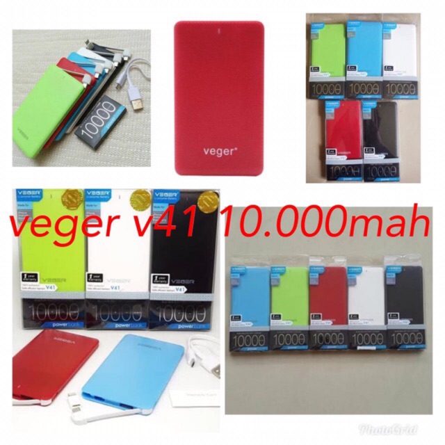 VEGER ORIGINAL POWER BANK V41 VEGER 10000 MAH warna random