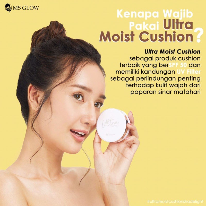 MOIST CUSHION MS GLOW BEDAK PADAT RINGAN DI WAJAH FOUNDATION ORIGINAL