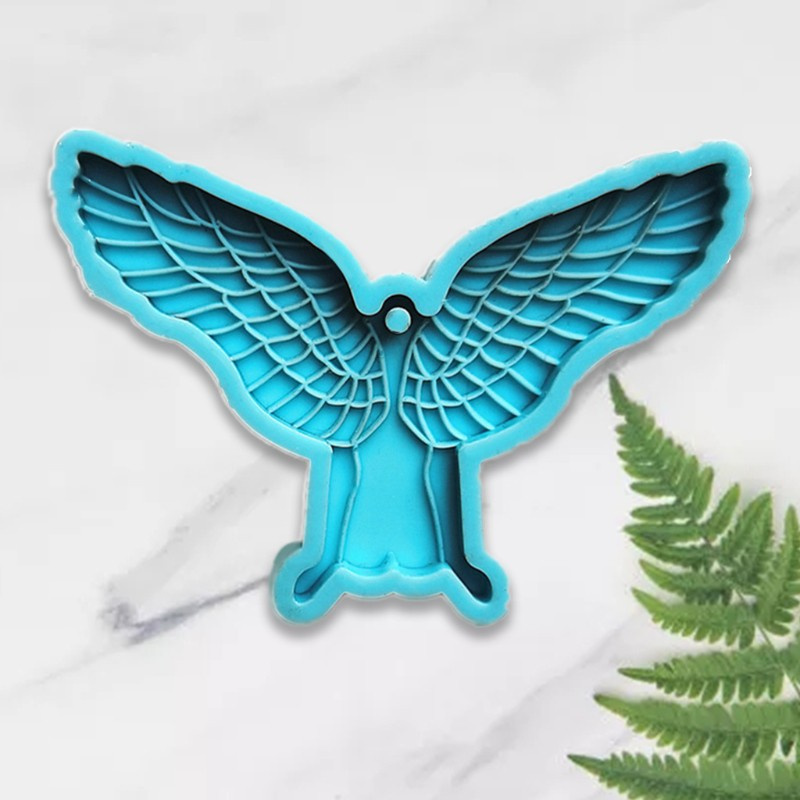 Glitter Angel Wing Back View Keychain Epoxy Resin Mold Pendant Casting Silicone Mould DIY Crafts Ornaments Jewelry Home Decorations Casting Tools