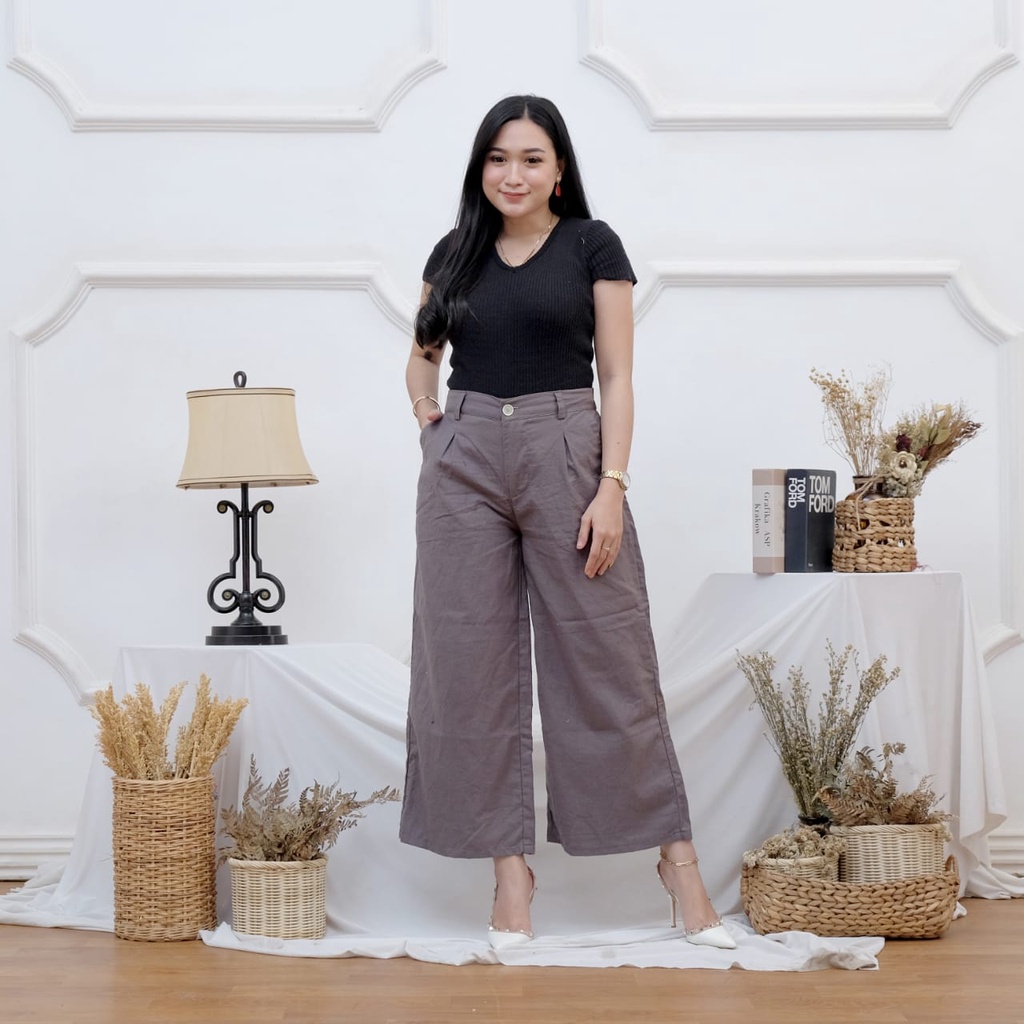 Celana Kulot Linen Wanita Celana Wanita Kulot High Waist Kulot Linen