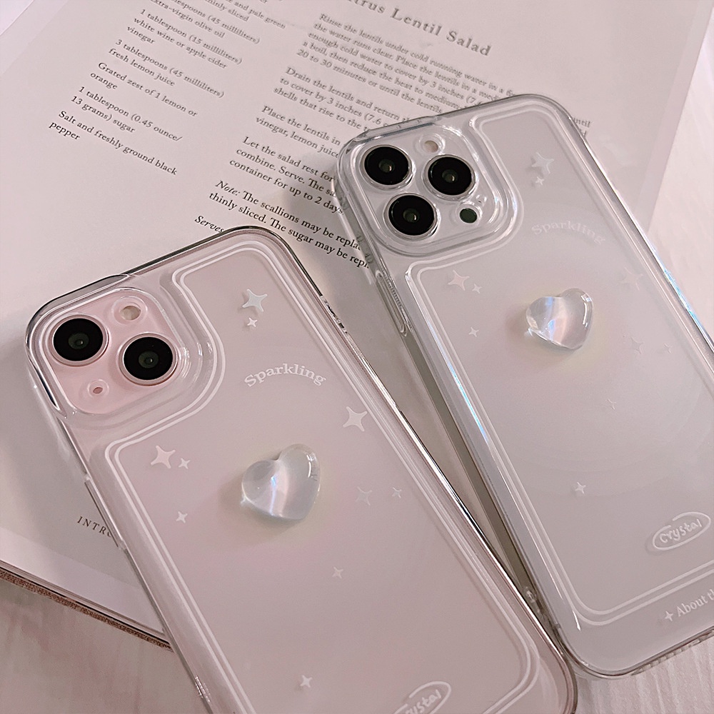 Case Pelindung Desain Hati Kristal 3D Transparan Untuk Iphone 7 8 PLUS XR XS 11 12 13 14 MINI PRO MAX SE 2020