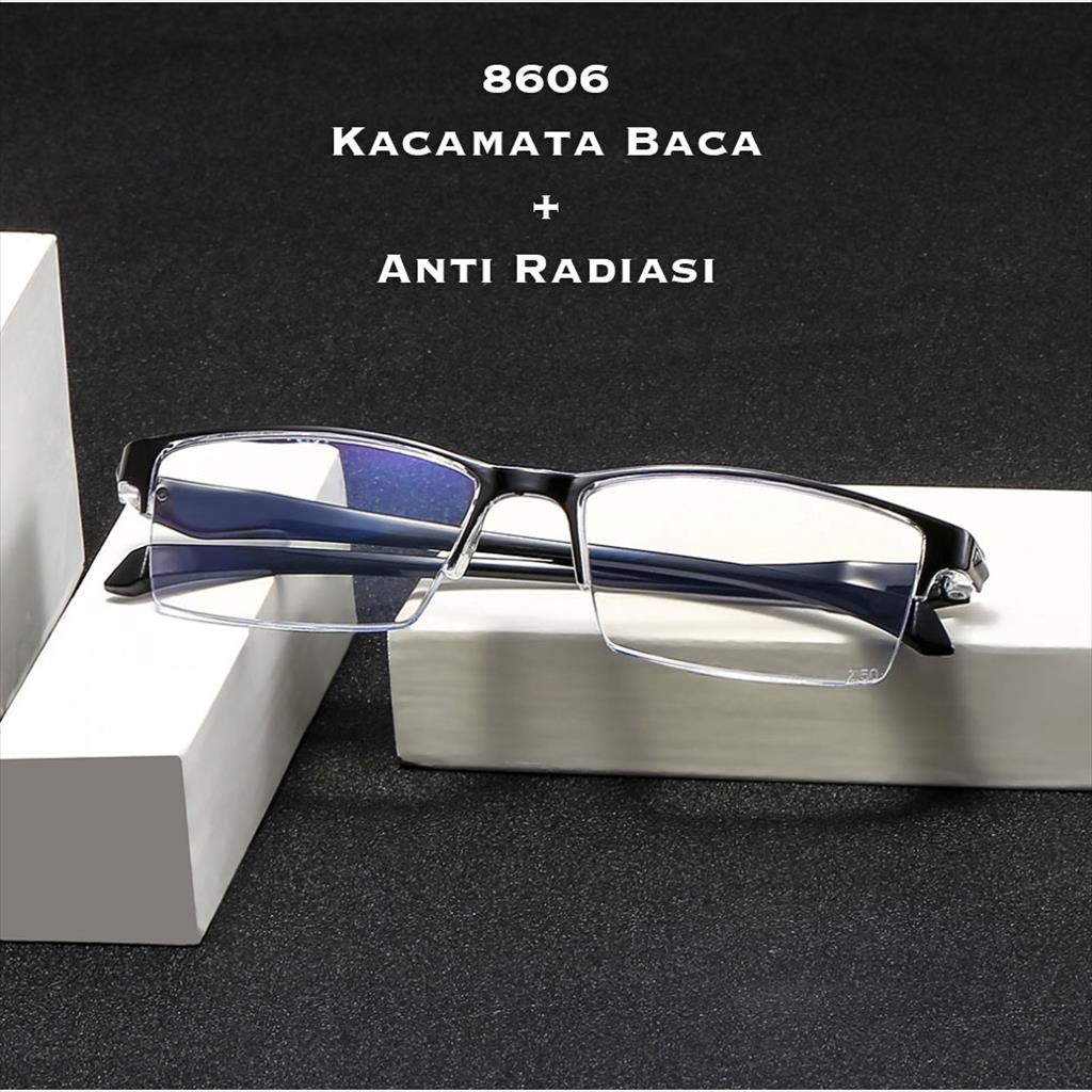 Kacamata Baca Lensa Plus Anti Radiasi +1.00 s/d + 4.00  Kacamata Pria Reading Glasses 8606