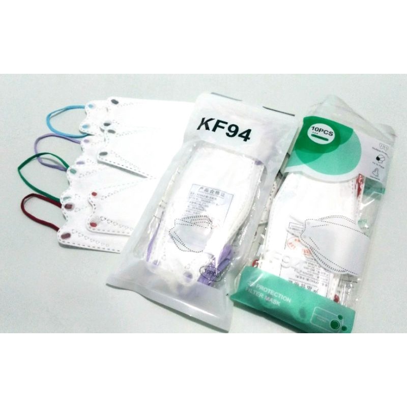 BISA PILIH WARNA TALI KF94 / Masker Korea KF 94 PUTIH TALI WARNA harga untuk 1 pack