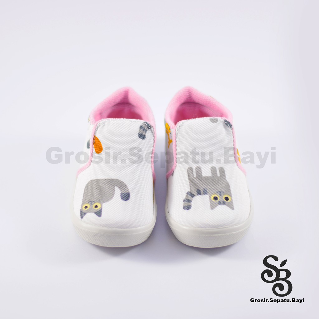 sepatu anak slip on motif kucing lucu murah