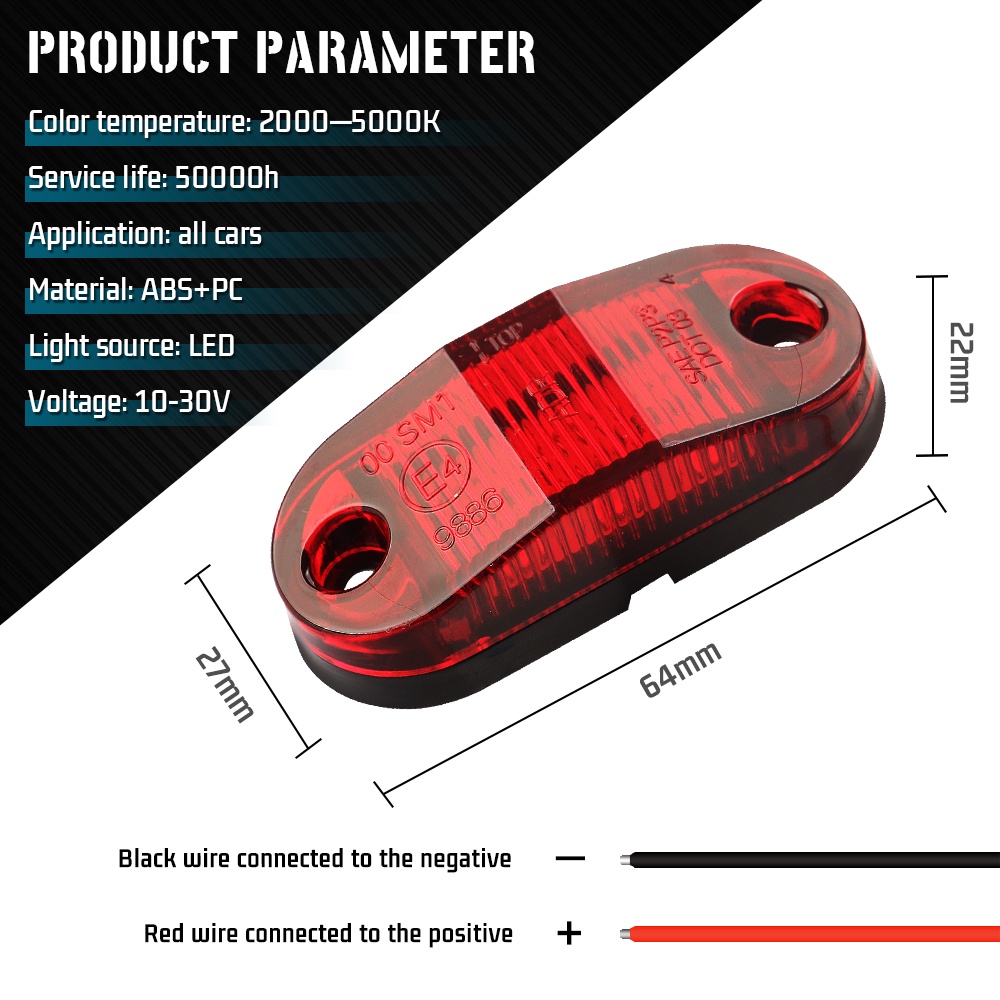 1pc Lampu Led 6smd 12-24v Untuk Indikator Depan Truk / Trailer