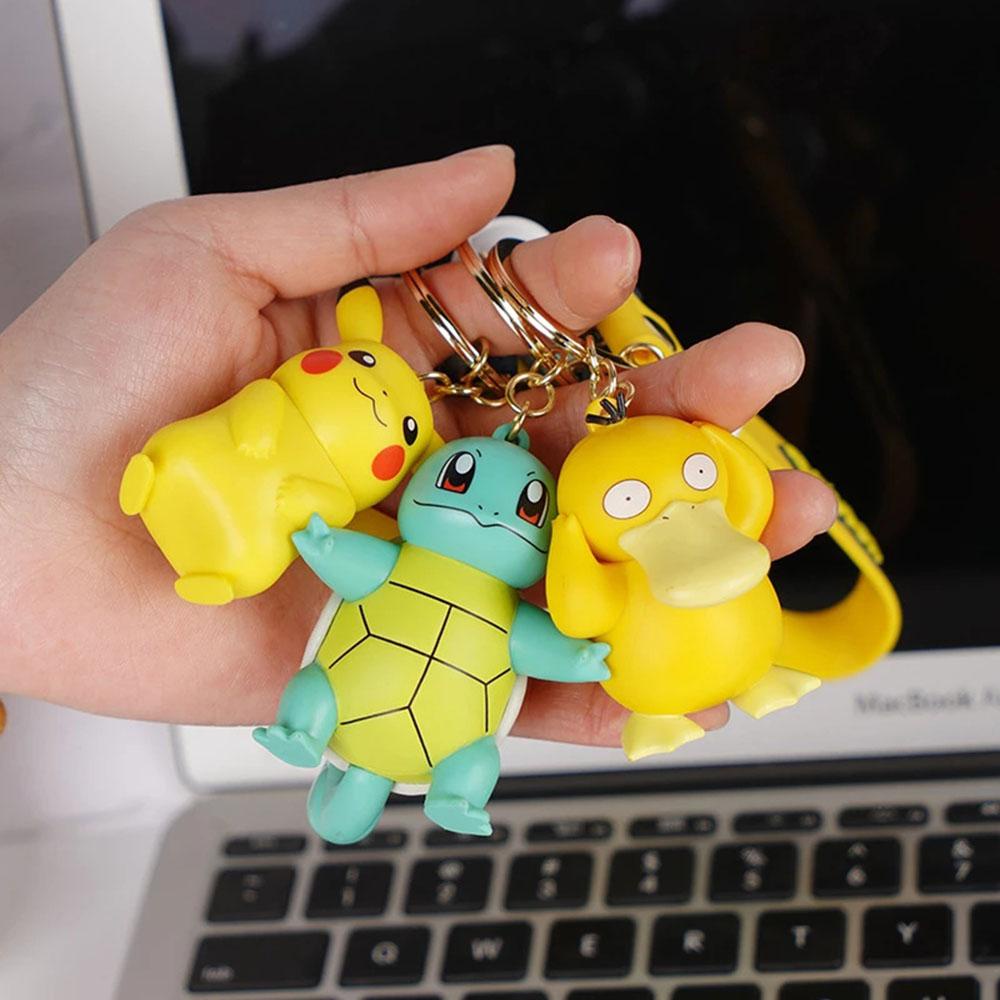 Gantungan Kunci Mobil Liontin Action Figure Anime Pikachu Psyduck Squirtle