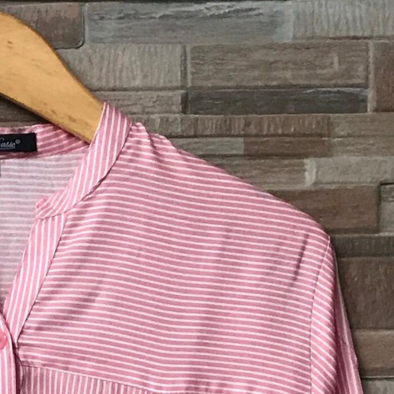 Motif 003 Salur - Blouse Rayon Salur - Mustard - Biru Muda - Navy - Pink - Fathin Basic - Tanahabang-Pink