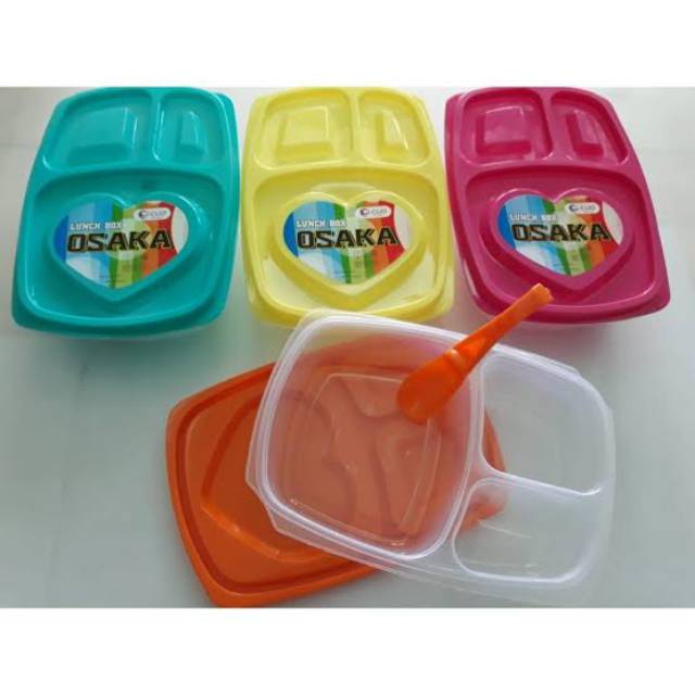 Lunch box Tempat makan bekal  souvenir sekat 3 Clio Nara / yokohama +sendok