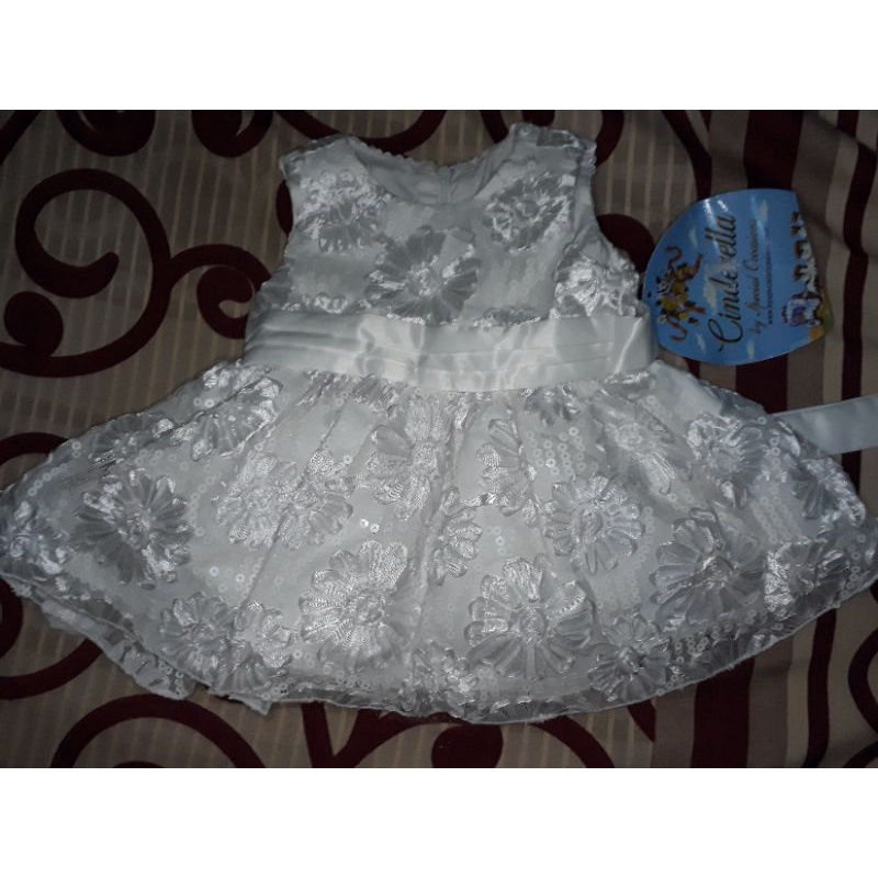 Dress Brokat putih anak (Dress pesta anak putih) Bahan premium