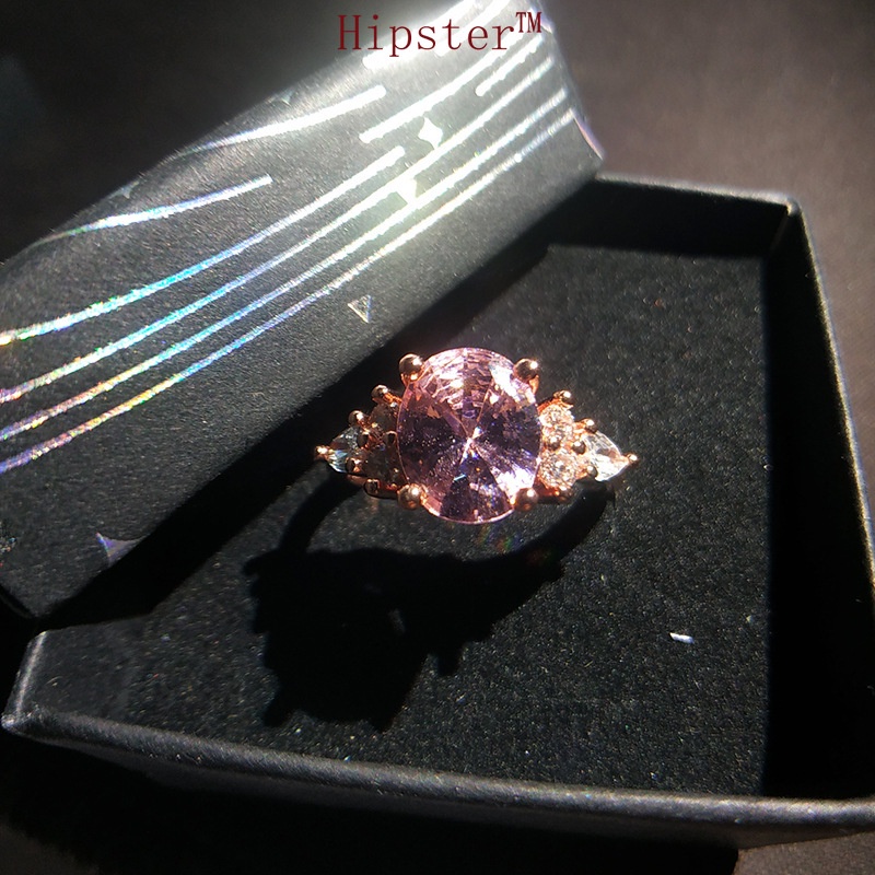 New Product Best-Selling Exquisite Elegant Inlaid Pink Crystal Adjustable Ring