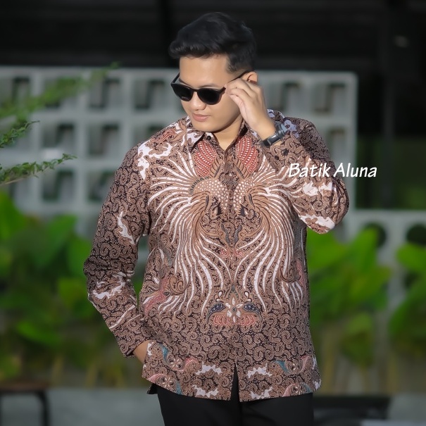 Kemeja Batik Pria Lengan Panjang Modern Furing Batik Pria Lengan Panjang Batik Bapak Lengan Panjang Baju Batik Dewasa Lengan Panjang Premium Reguler batik Motif Burung FASHION BATIK ALUNA