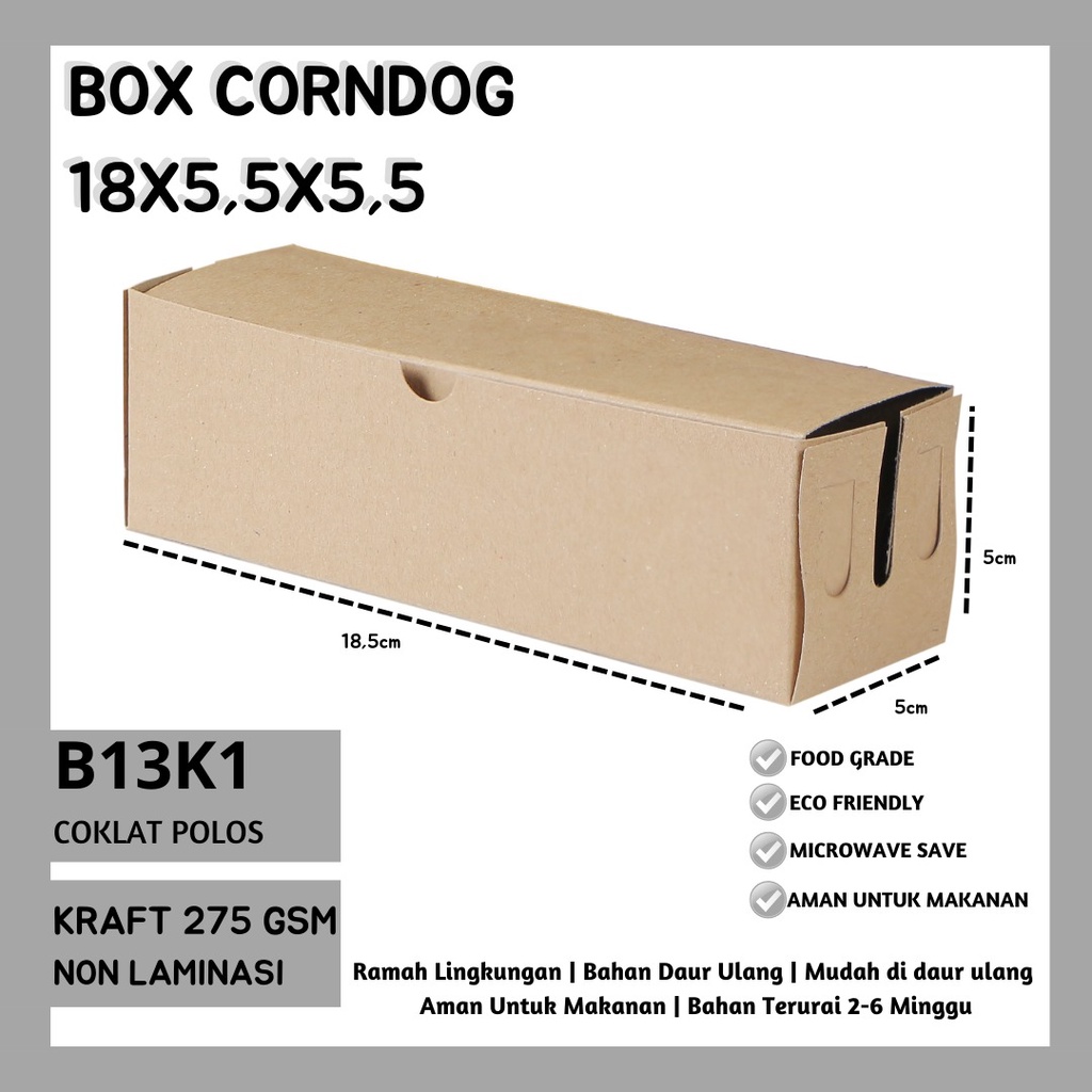 Box Corndog Dus Sosis Bahan 275 Gsm (B13K1-18X5.5X5.5 Cm)