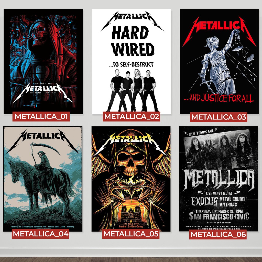 HIASAN DINDING POSTER BAND KAYU A3 MURAH METALLICA