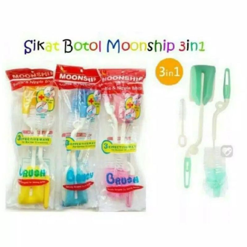 Sikat Botol Susu Bayi Moonship 3in1