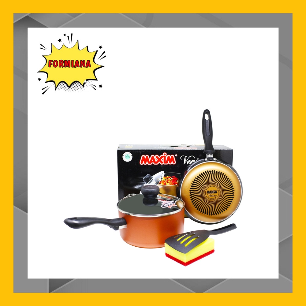 FM - Maxim Wajan Venice Set Peralatan Masak Frypan Spatula Sponge | Penggorengan Anti Lengket