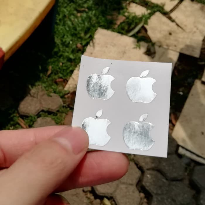 Chrome krom Sticker Logo Apple kecil