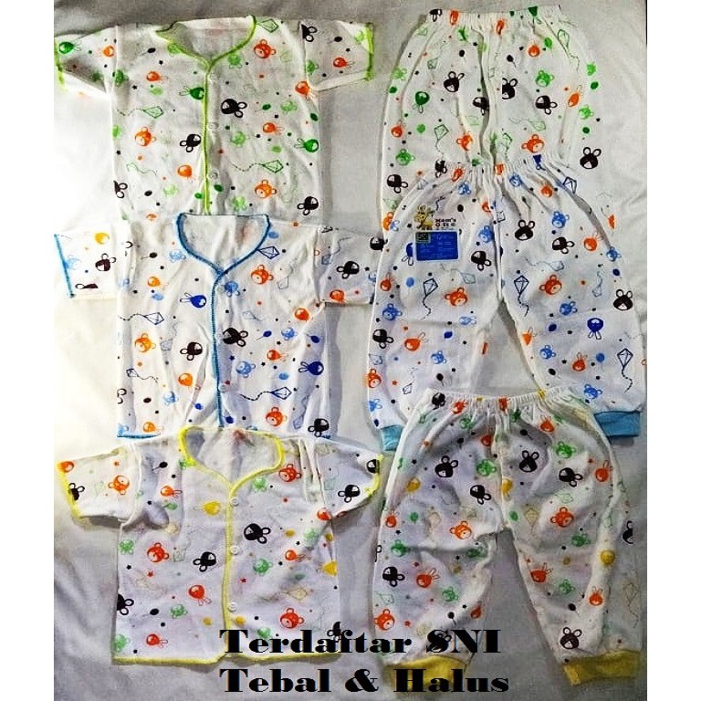 Satu Set Baju Celana Baby New Born (Daftar SNI) - Bahan TEBAL &amp; HALUS / Setelan Pakaian Bayi