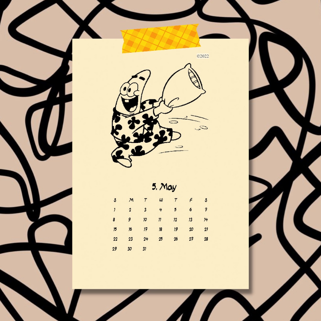 

Kalender Spongebob Squarepants Aesthetic 2022 Ukuran A5 I Kalender Tempel / Kalender Dinding