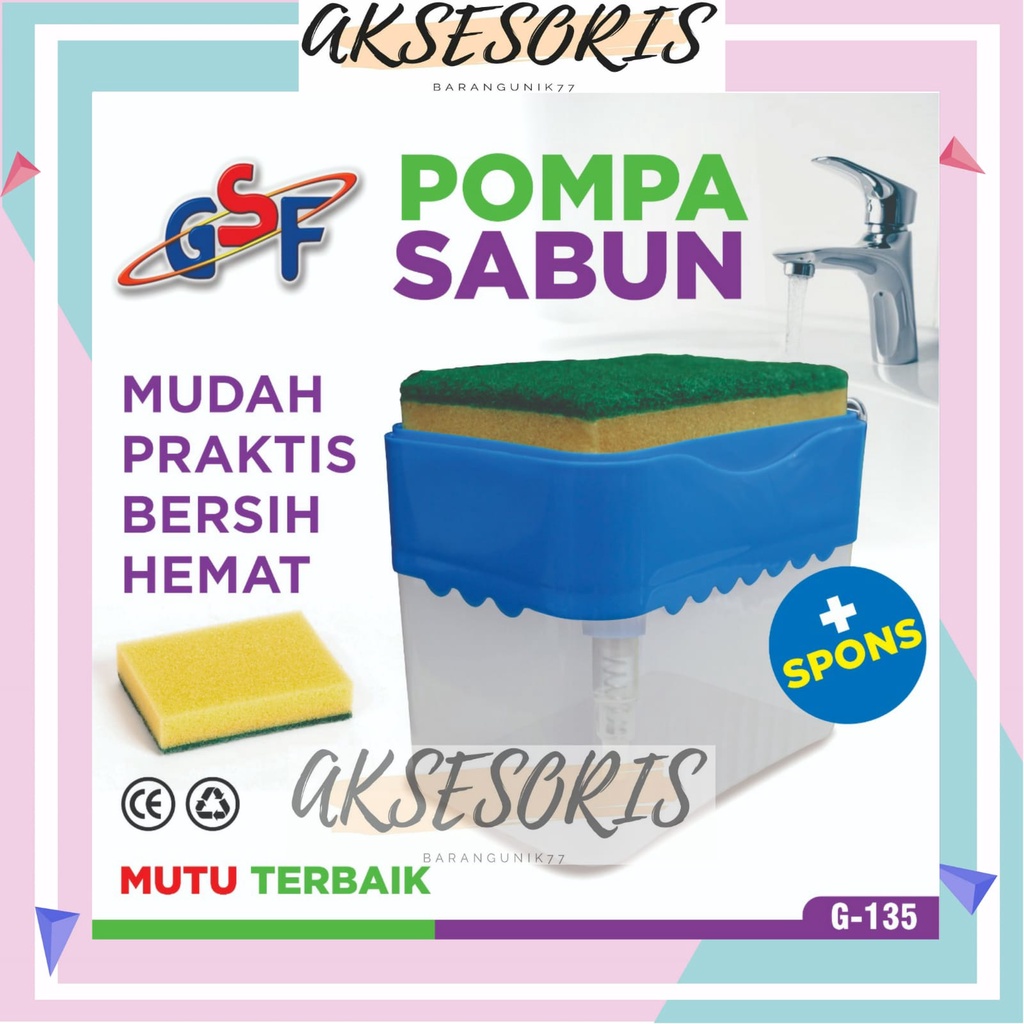 POMPA SABUN + SPONS GSF G-135 / DISPENSER SABUN CUCI PIRING PUMP GSF / TEMPAT SABUN HOLDEN SPONS GSF 135 / GSF G 135 / GSF G-135