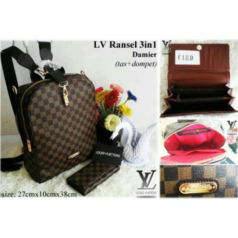 Tas  Wanita Ransel LV Set Dompet