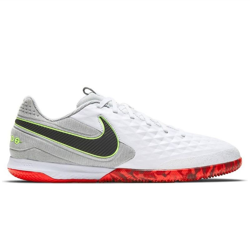 SEPATU FUTSAL NIKE REACT TIEMPO LEGEND 8 PRO IC WHITE GREY FOG BRIGHT CRIMSON