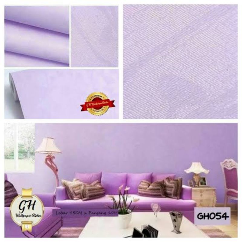 wallpaper sticker dinding serat polos ungu 10meter x45cm
