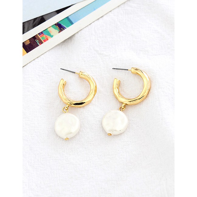 LRC Anting Tusuk Fashion Gold Beads Geometric Metal Earrings F43329