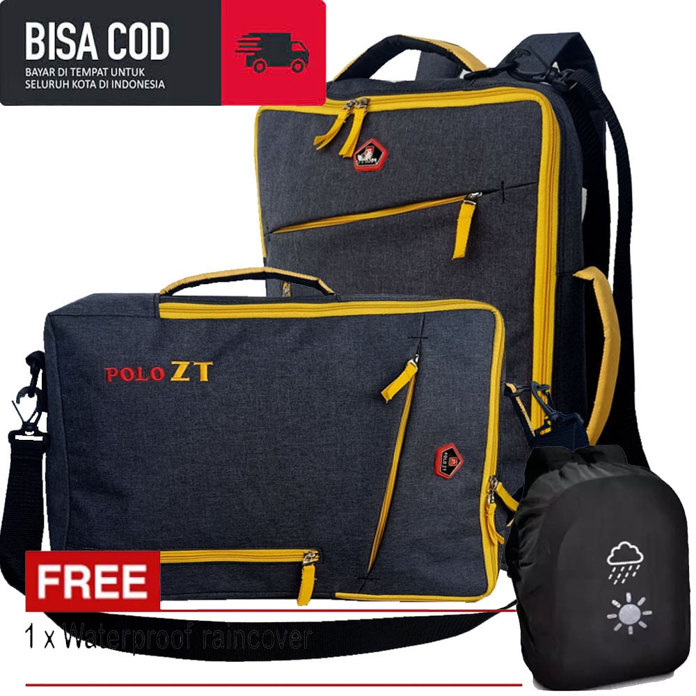 Tas Ransell 3 in one Polo ZT 87 Grey Originall Tas Triple fungsi tas kerja tas sekolah bisa di tenteng atau di gendong dan slempang Fre Rancofer