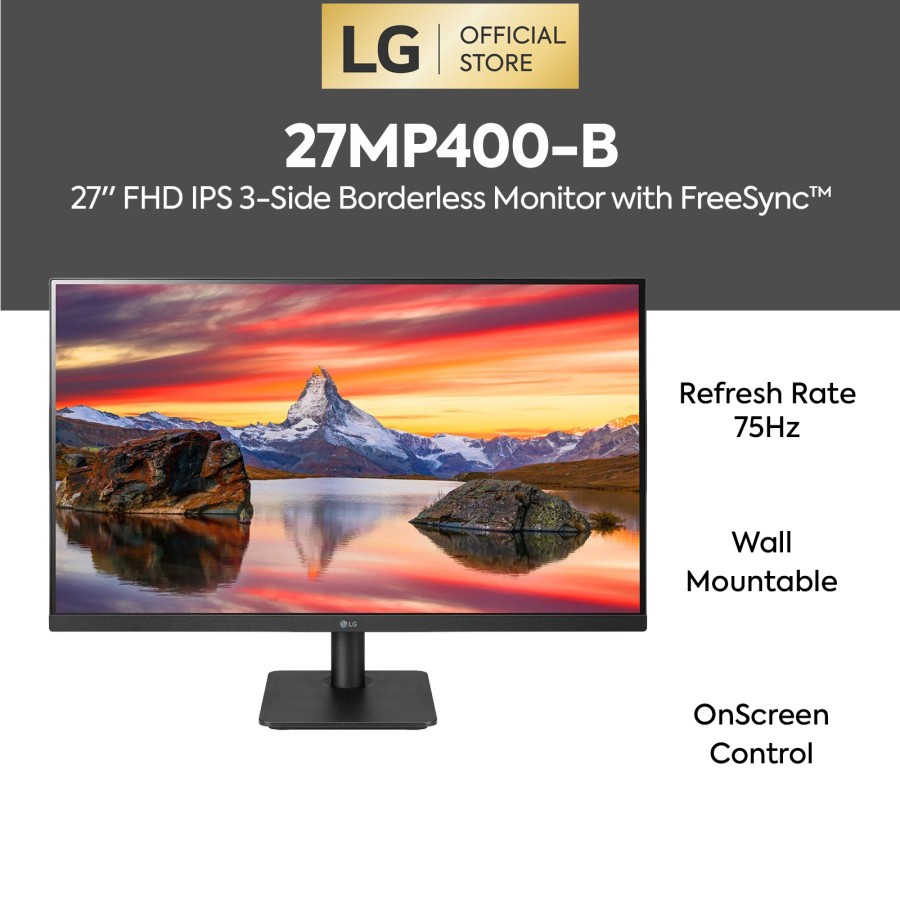 LED LG 27MP400-B 27&quot; IPS 1080P 3-Side Borderless AMD FreeSync Monitor