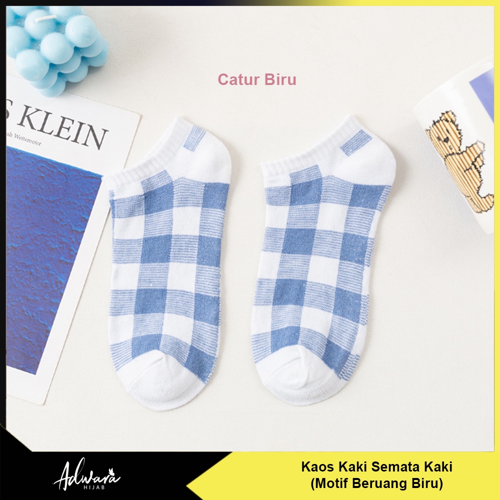 Kaos Kaki Pendek Semata Kaki Motif Bear Cute Blue / Kaos Kaki Pendek Wanita Beruang Biru