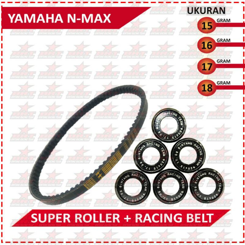 ROLLER + V BELT BRT AEROX /N MAX/ MIO M3/ SKYWAVE /FINO FI 125/SOUL GT 125FI /LEXI/ XEON GT 125 fi LOLER RORER LOLLER RACING FANBELT FANBEL PANBELT PANBEL FAN BELT PAN BELT V-BELT VANBEL SABUK CVT VBELT VBELT PANBEL MOTOR YAMAHA NMAX TDR KAWAHARA CLD LHK