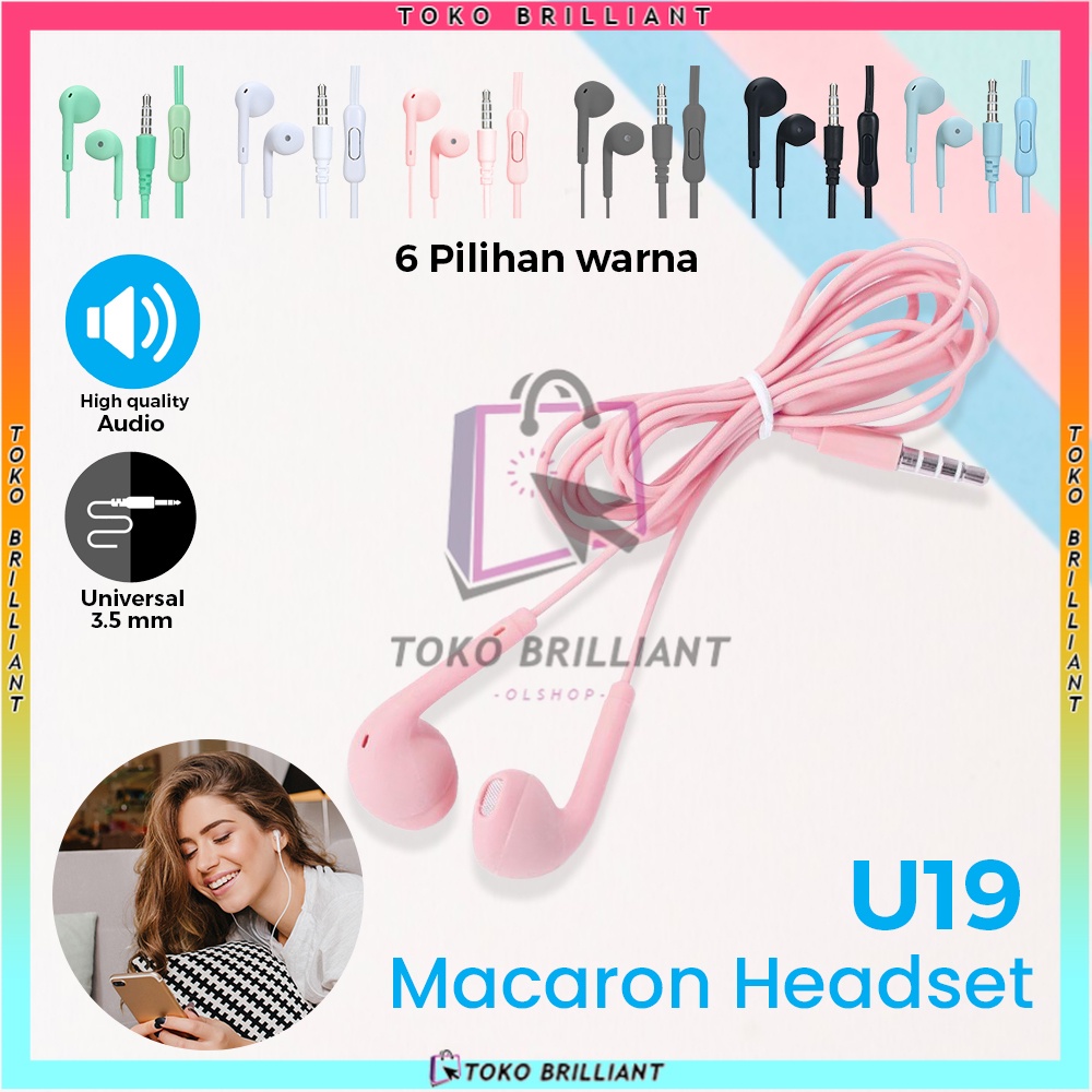 [𝐌𝐞𝐧𝐞𝐫𝐢𝐦𝐚 𝐂𝐎𝐃] Macaron New Handsfree Headset U19 Macaron Packing Plastik Handset Handsfree U19 packing Plastik