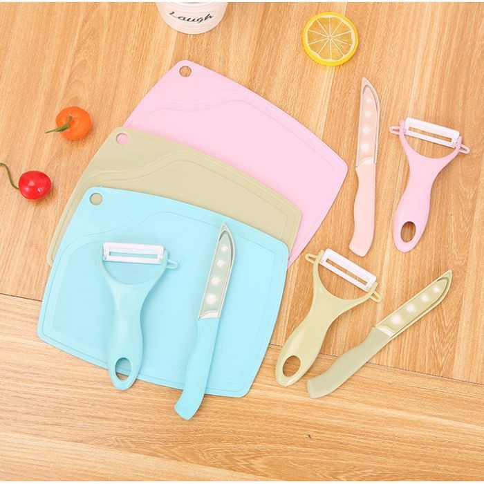 Pisau Keramik Set 3 in 1 Kitchen Tools Peeler Dapur Kupas Buah Talenan Ceramic Knife Tajam Masak NEW